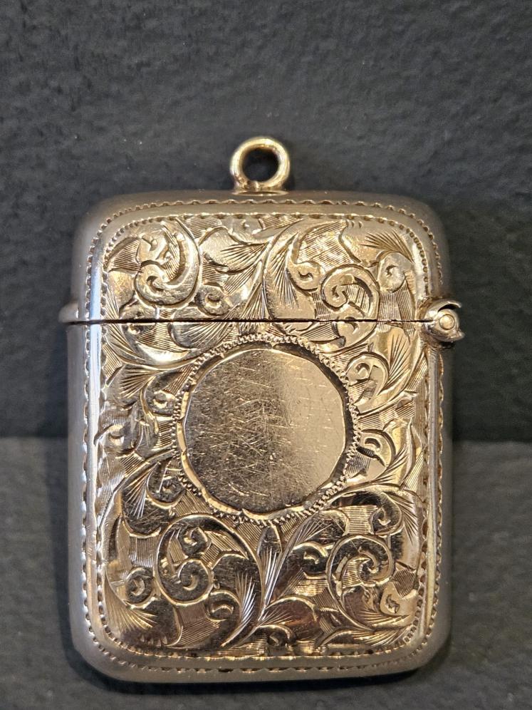 Edwardian Silver and Agate Harp Design Vesta Case - Image 3