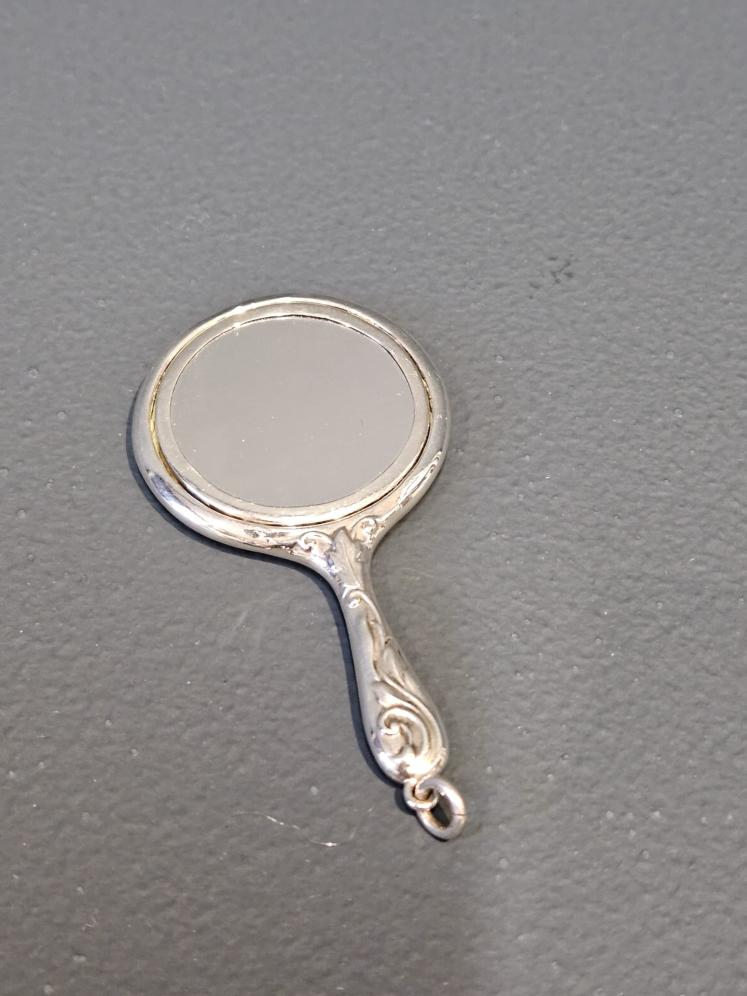 Edwardian Art Nouveau Silver Flirting Mirror - Image 2