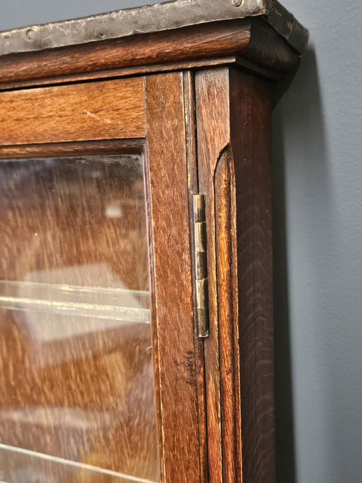 Edwardian Oak Wall Mounted Opticians Cabinet - Image 4