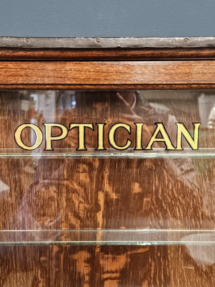 Edwardian Oak Wall Mounted Opticians Cabinet - Image 3