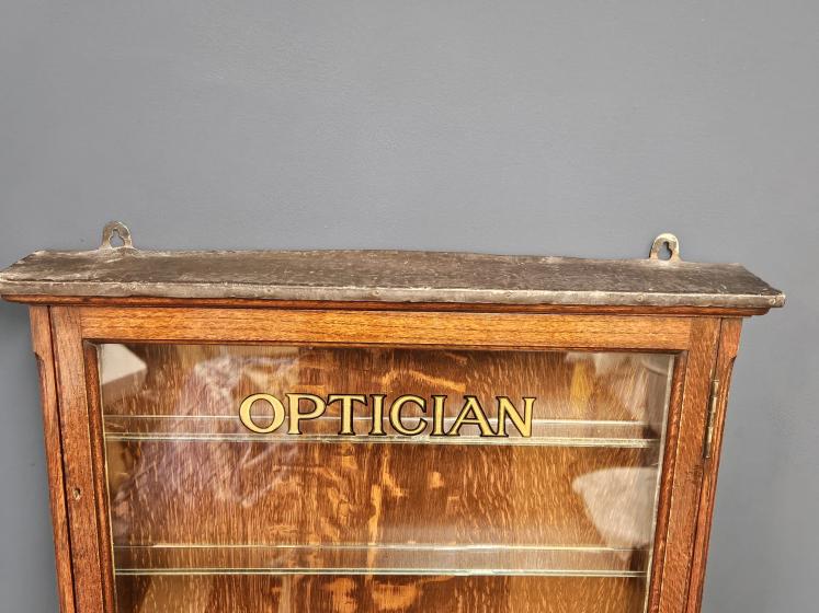Edwardian Oak Wall Mounted Opticians Cabinet - Image 2