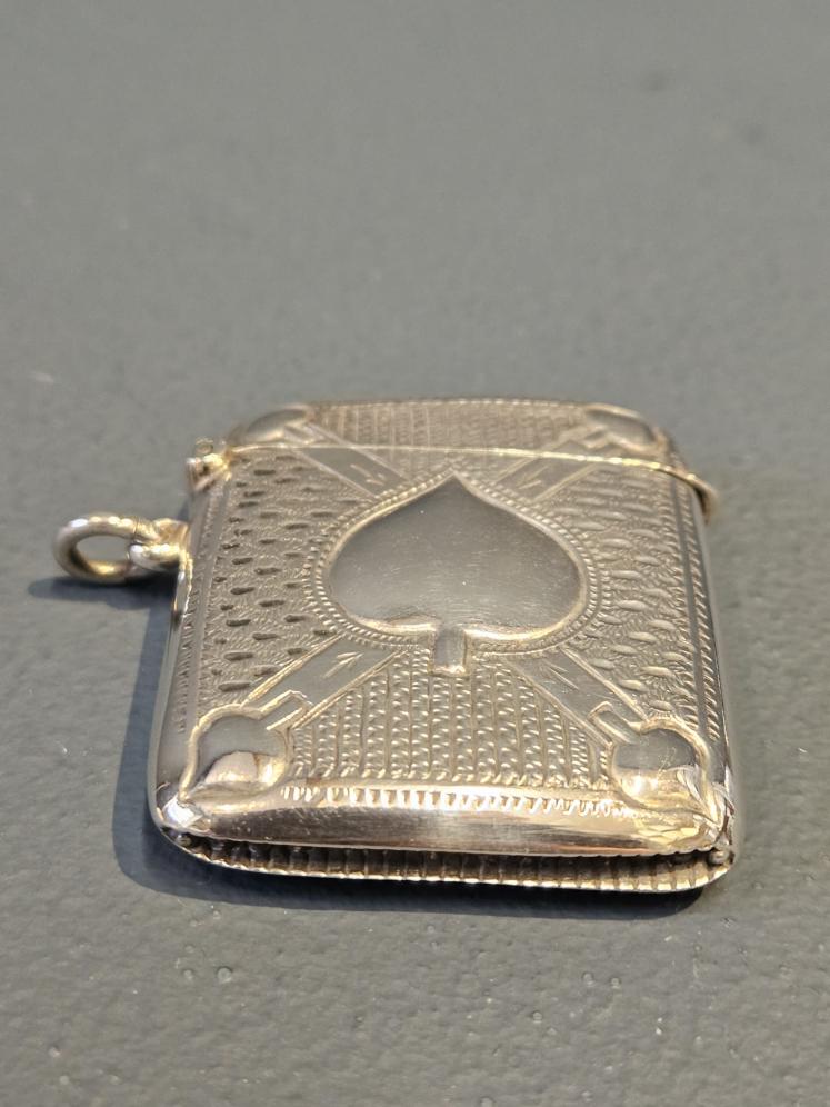 Unusual Edwardian Silver Ace of Spades Vesta Case - Image 1