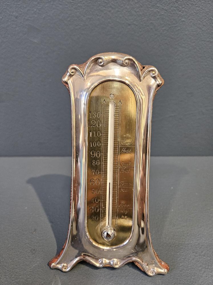 Art Nouveau Silver Desktop Thermometer  - Image 4