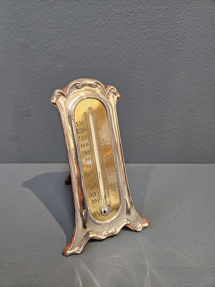 Art Nouveau Silver Desktop Thermometer  - Image 1
