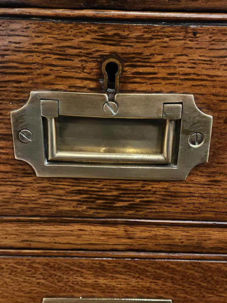 Large Victorian Oak Partners Desk with Campaign Handles - Image 12