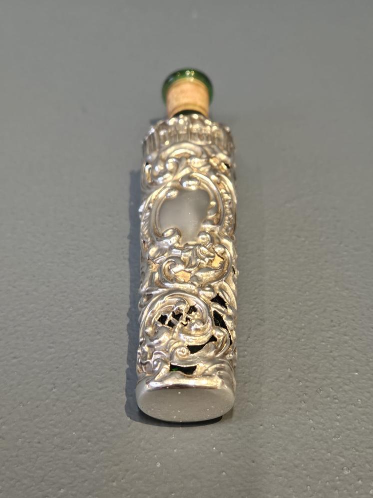 Edwardian Silver Bottle Case with Bottle  - Image 3