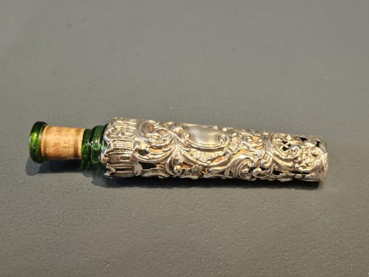 Edwardian Silver Bottle Case with Bottle  - Image 2