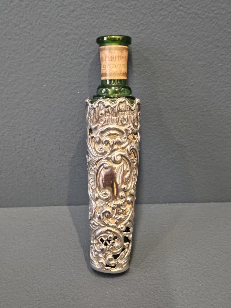 Edwardian Silver Bottle Case with Bottle  - Image 1