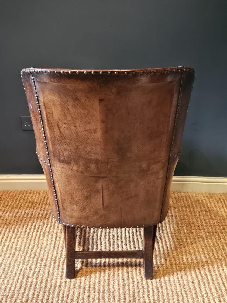 Superb Arts and Crafts Leather Fireside Chair - Image 8