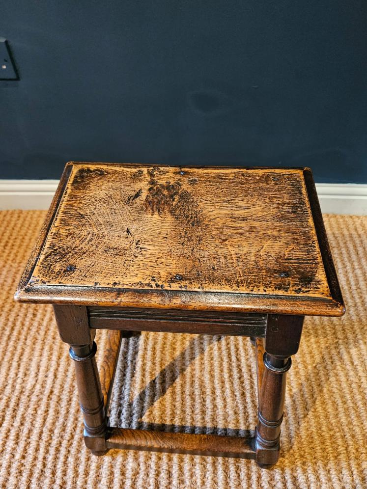 Small George III Oak Joint Stool  - Image 2