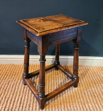 Small George III Oak Joint Stool  - Image