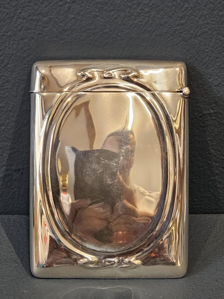 Edwardian Silver Art Nouveau Card Case - Image 3