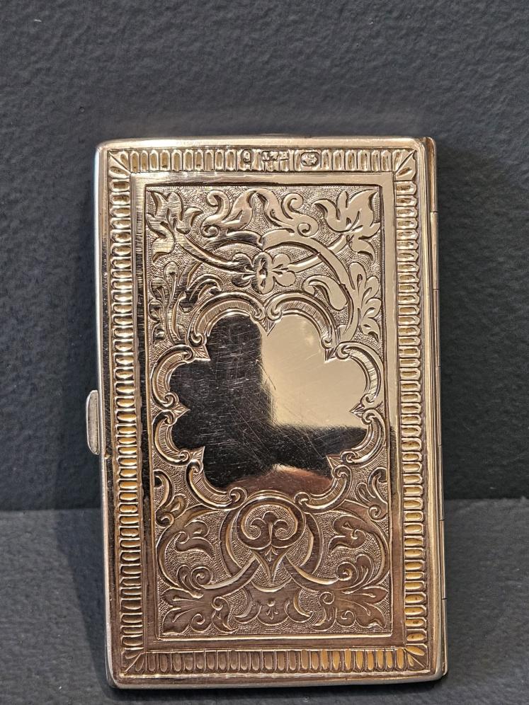Fine Victorian Quality Engraved Silver Card and Stamp Case - Image 6
