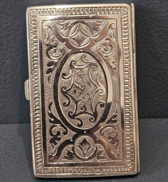 Fine Victorian Quality Engraved Silver Card and Stamp Case - Image