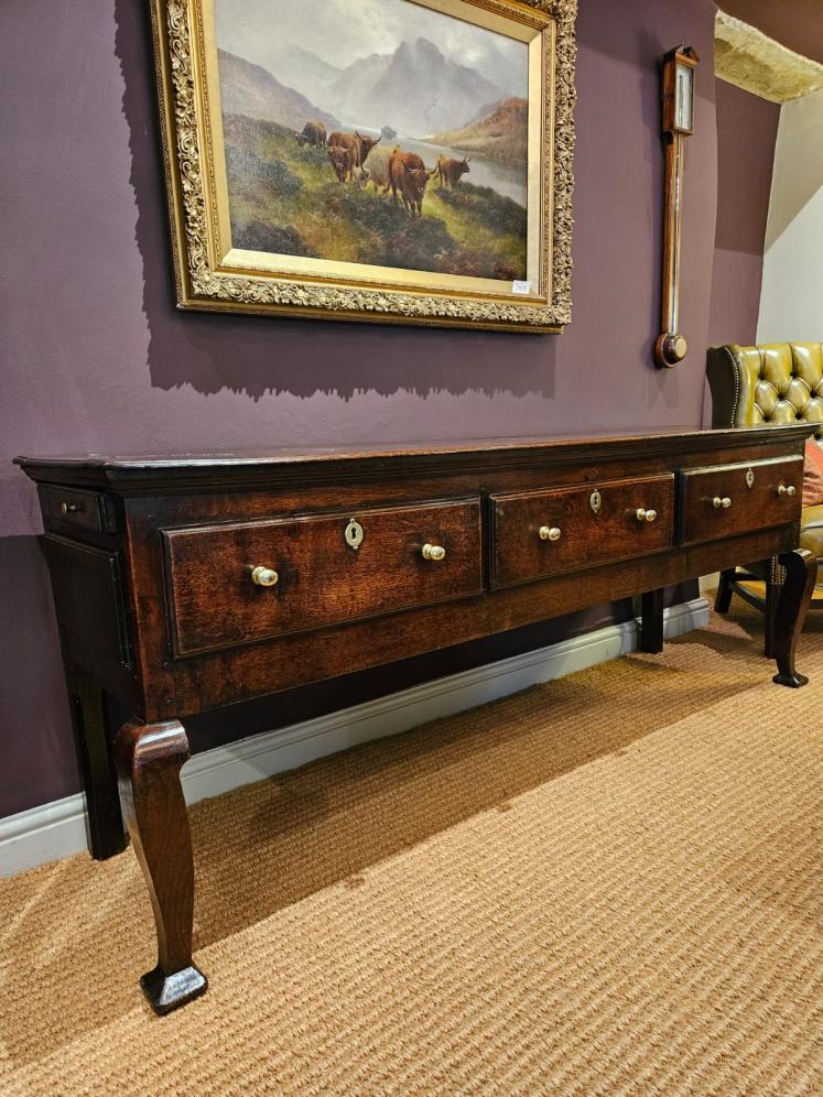 Superb George II Oak Three Drawer Dresser - Image 1