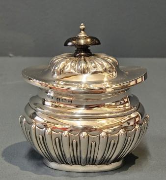 George V Silver Hinged Top Silver Tea Caddy - Image