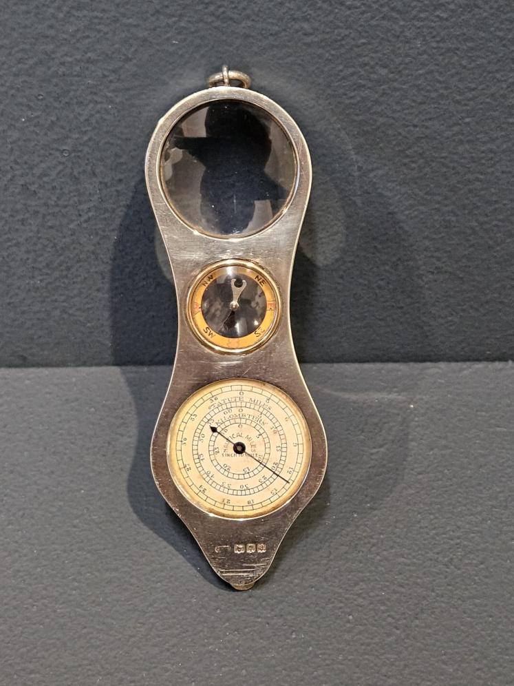 Rare George V Silver Map Measure, Compass and Magnifier Combination - Image 1