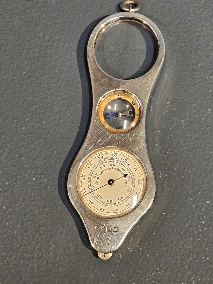 Rare George V Silver Map Measure, Compass and Magnifier Combination - Image 4