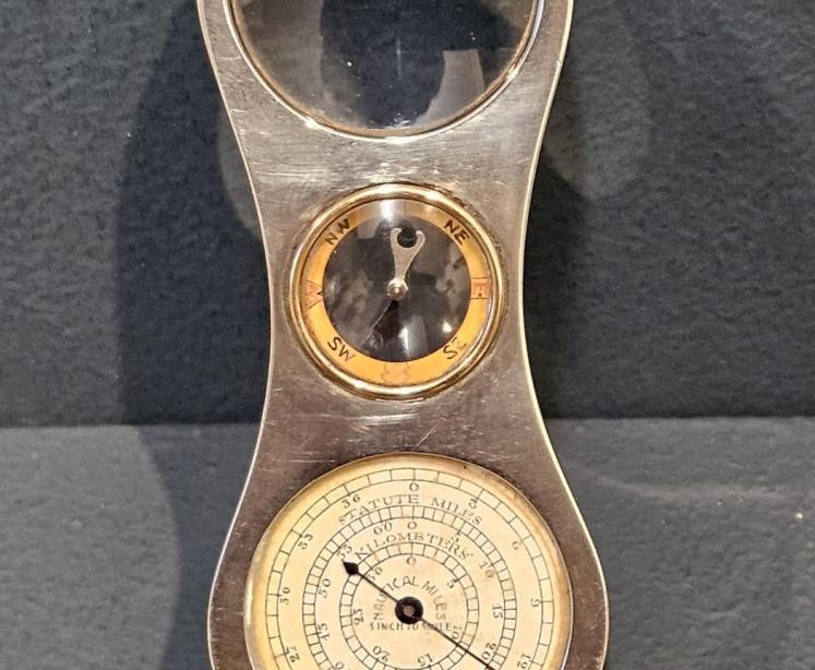 Rare George V Silver Map Measure, Compass and Magnifier Combination - Video