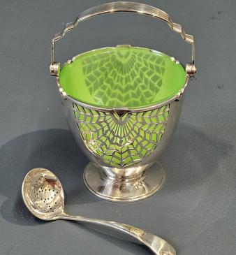 Mappin & Webb Silver Sugar Basket and Liner  - Image