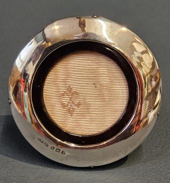 Small Edwardian Circular Silver and Tortoise Shell Photo Frame  - Image