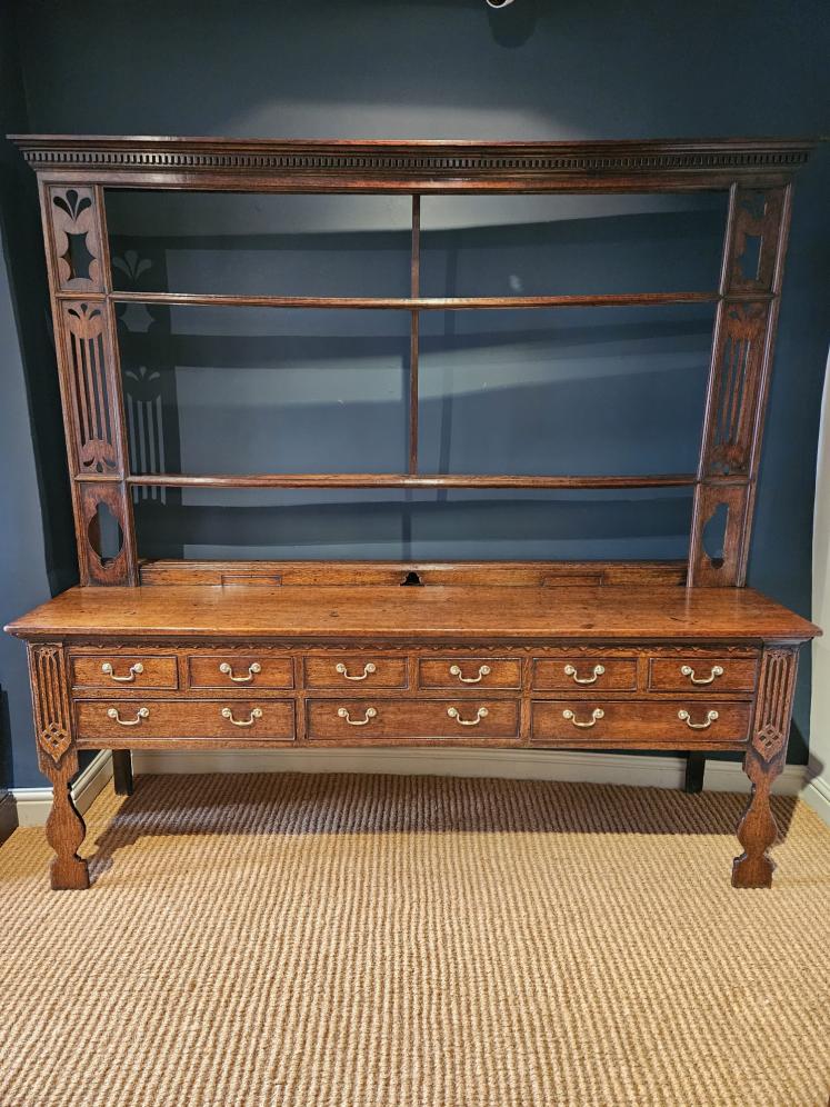 Outstanding George II Oak Country House Dresser and Rack - Image 1