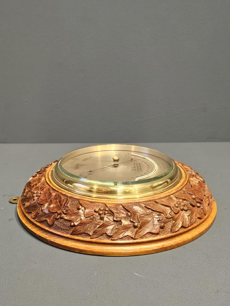 Carved Ivy Wreath Oak Cased Barometer - Image 5
