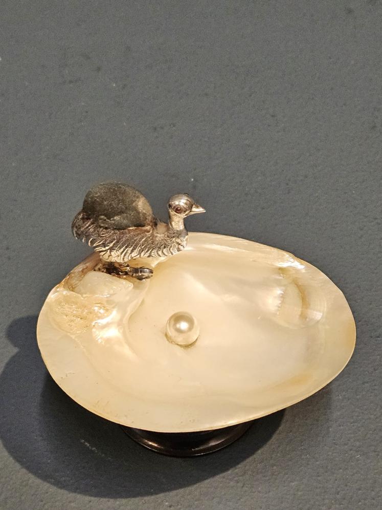 Rare Edwardian Silver Emu Pin Cushion - Image 4