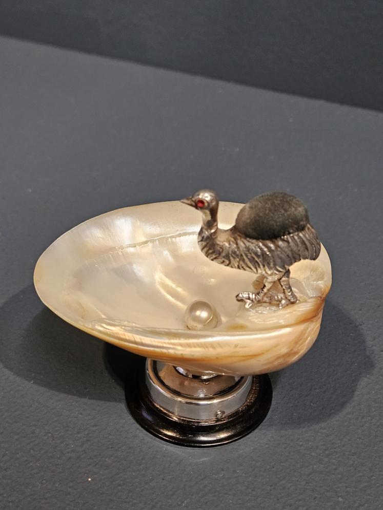 Rare Edwardian Silver Emu Pin Cushion - Image 2