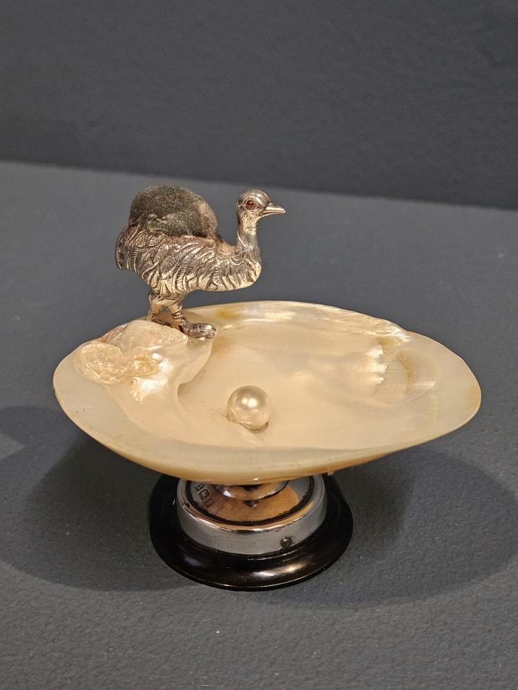 Rare Edwardian Silver Emu Pin Cushion - Image 1