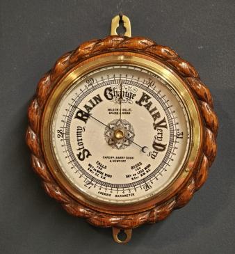 Cardiff Oak Cased Ships Barometer - Image