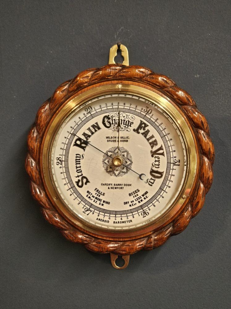 Cardiff Oak Cased Ships Barometer - Image 1