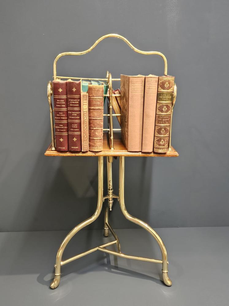 Victorian Brass and Oak Revolving Book Stand  - Image 6