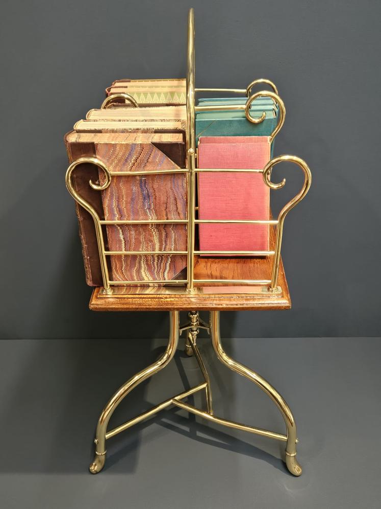 Victorian Brass and Oak Revolving Book Stand  - Image 5