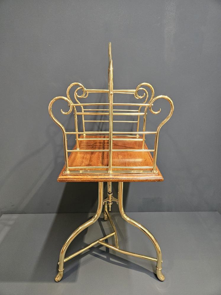Victorian Brass and Oak Revolving Book Stand  - Image 1