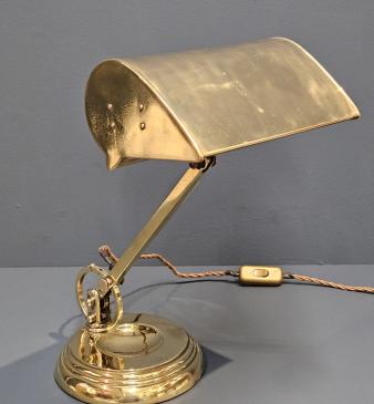 Superb 1920's Adjustable Brass Bankers Lamp - Image