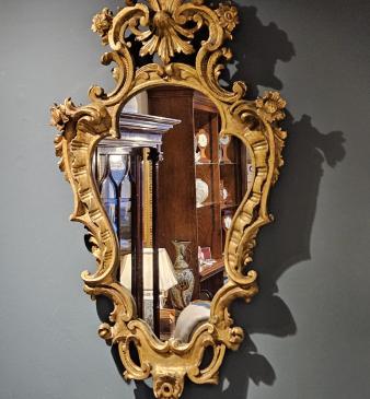 Mid Victorian Timber Gilt Lozenge Shaped Mirror - Image