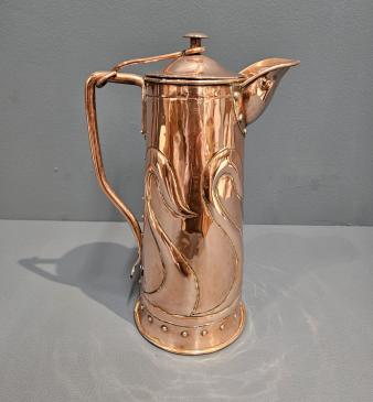 Art Nouveau Copper Coffee Pot - Image