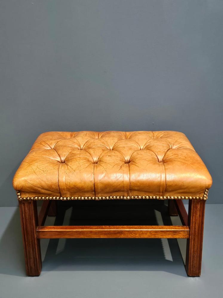 1930's Leather Foot Stool - Image 4