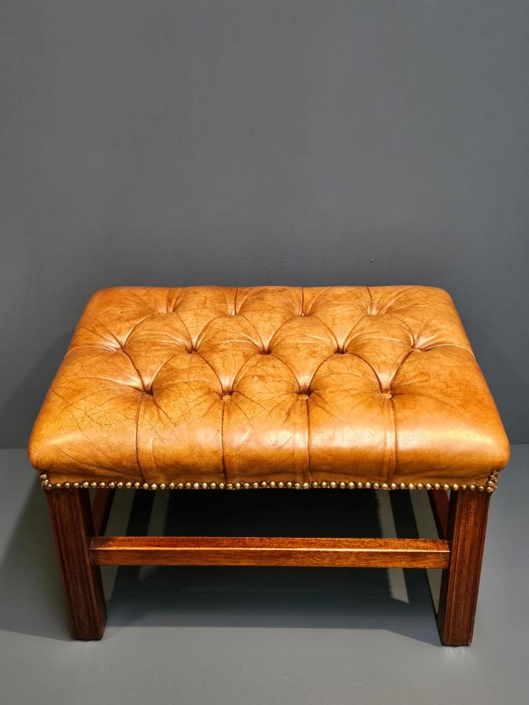 1930's Leather Foot Stool - Image 2