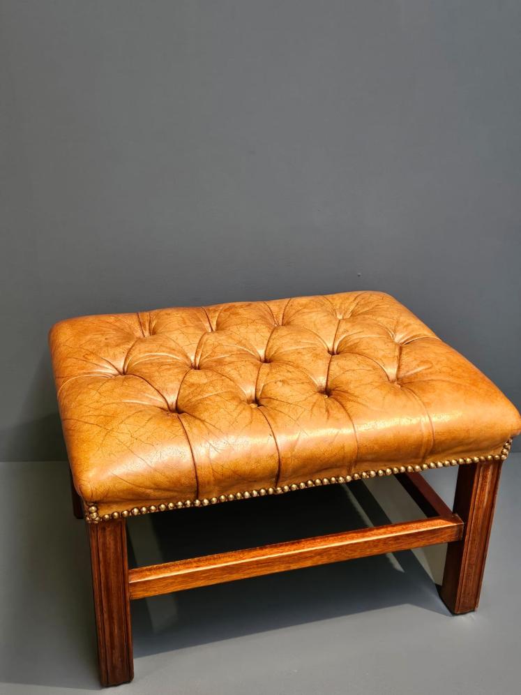 1930's Leather Foot Stool - Image 1