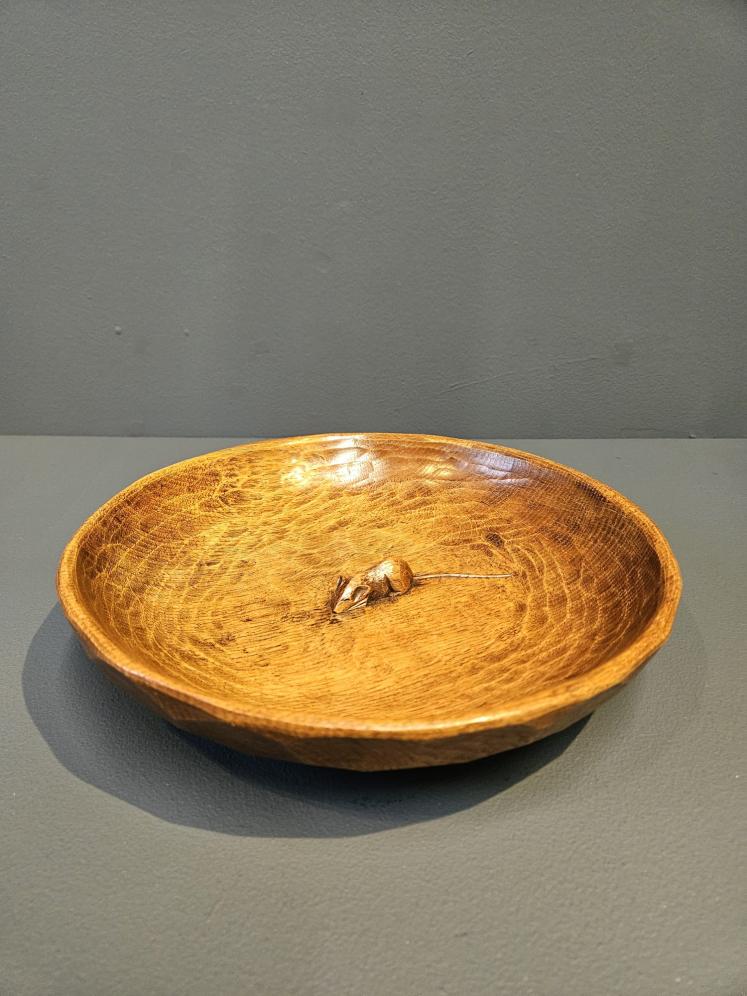 Superb 1950's Thompson of Kilburn Mouseman Adzed Oak Bowl - Image 2