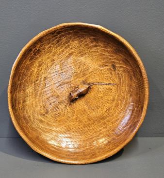 Superb 1950's Thompson of Kilburn Mouseman Adzed Oak Bowl - Image