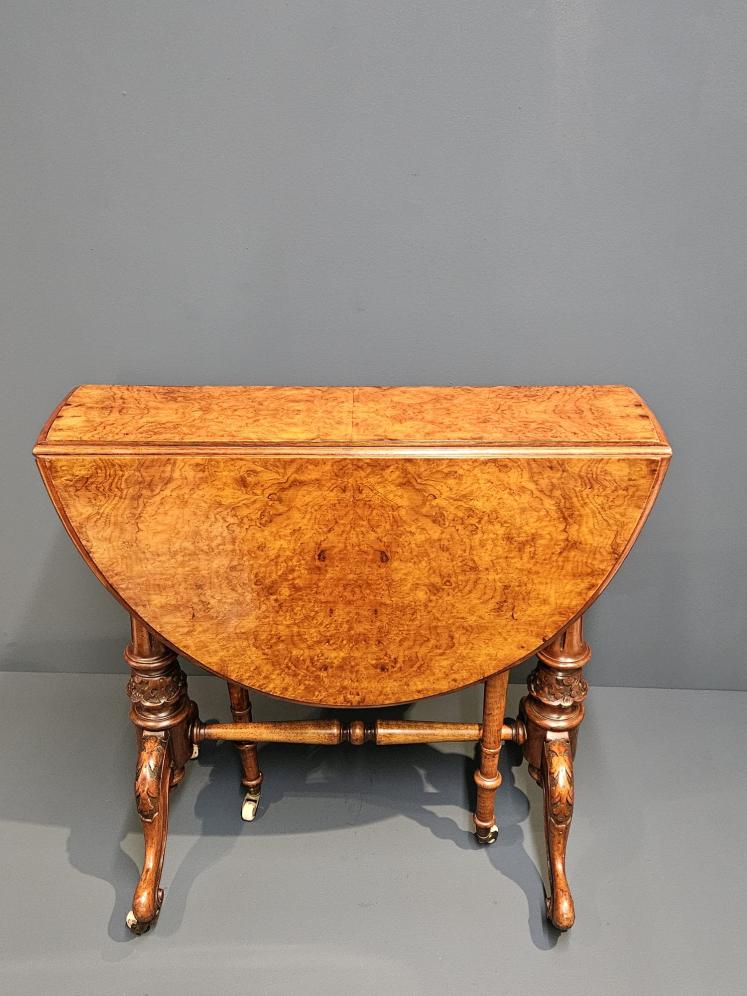 Victorian Burr Walnut Baby Sutherland Table - Image 7