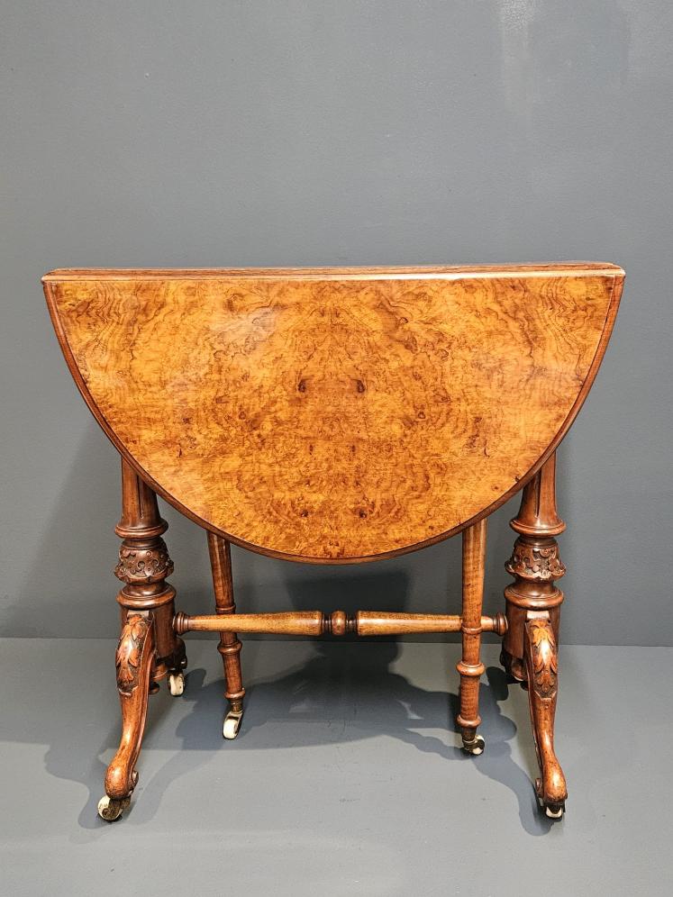Victorian Burr Walnut Baby Sutherland Table - Image 6