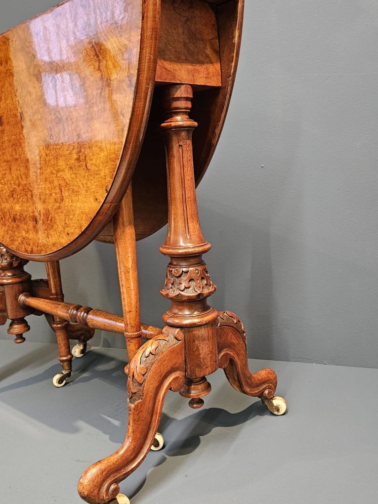 Victorian Burr Walnut Baby Sutherland Table - Image 5