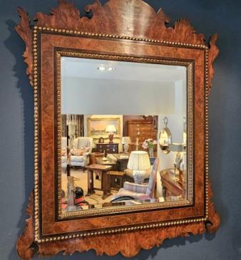 Late Georgian Burr Walnut Mirror  