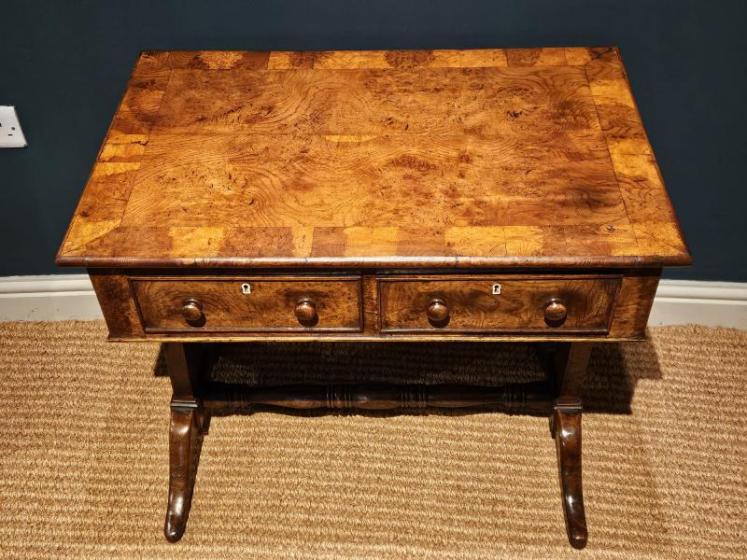 Small Regency Pollard Oak Country House Library Table - Image 3