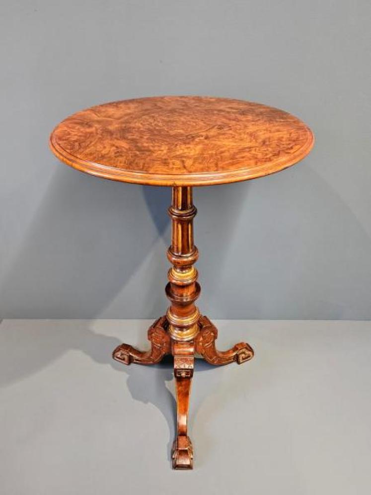 Superb Quality Victorian Burr Walnut Tripod Table - Image 1