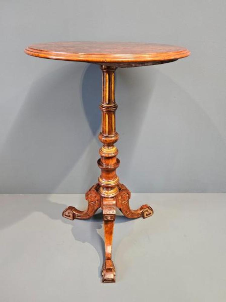 Superb Quality Victorian Burr Walnut Tripod Table - Image 4